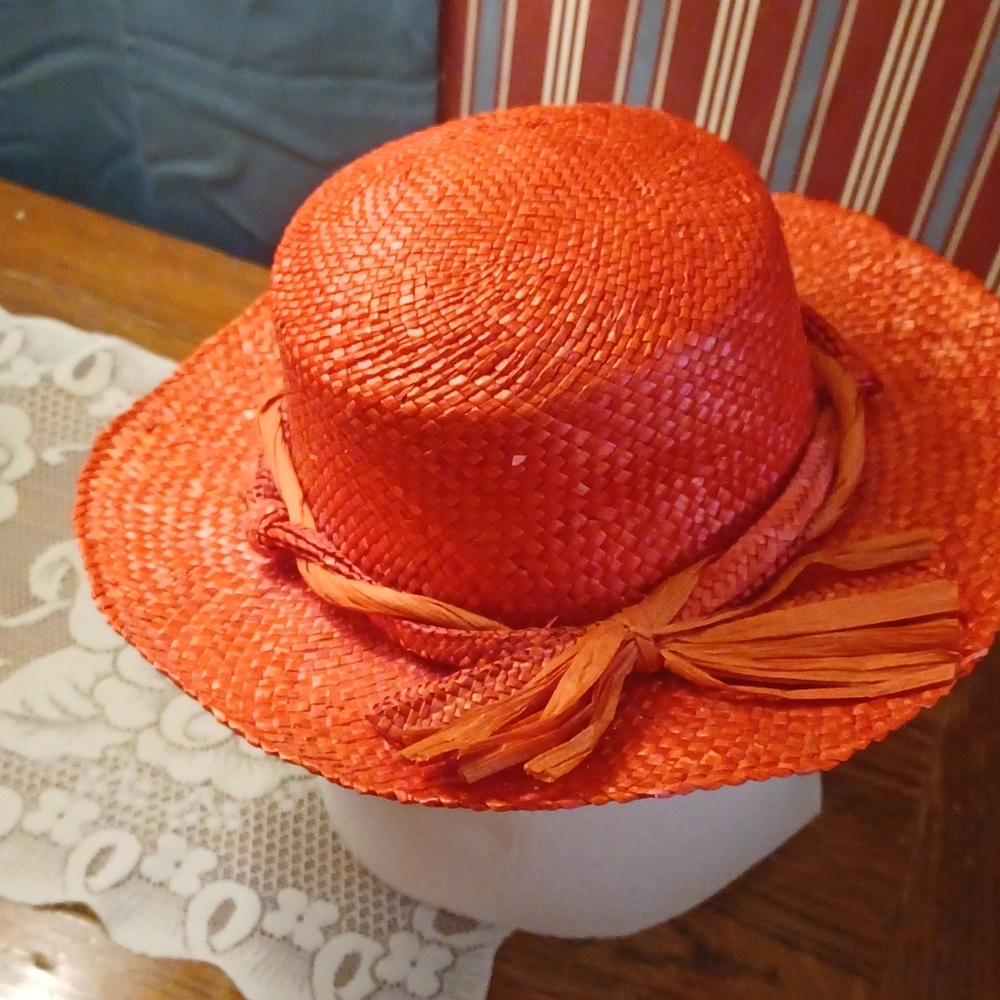 Red Straw Hat Vintage